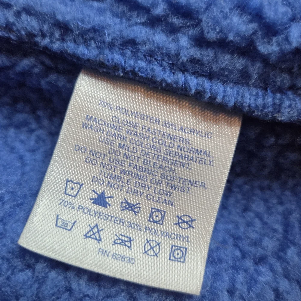 Lands End Jacket Hooded Toggled Full Zip Inner Fleece Blue Large 14-16 - Picture 10 of 10